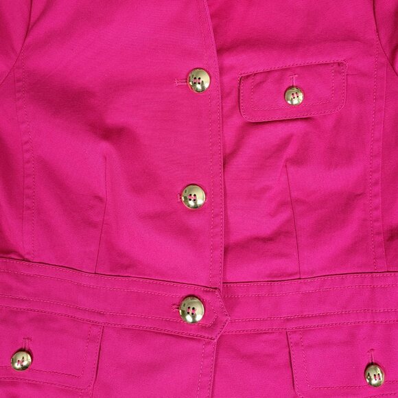 Talbots Stretch Cotton Hot Pink Gold Button Jacket - 8P - Picture 12 of 15